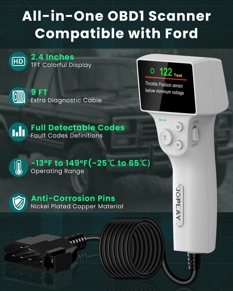 OBD1 Code Reader Compatible with Ford, 2 in 1 Digital OBD 1 Scanner with Built-I