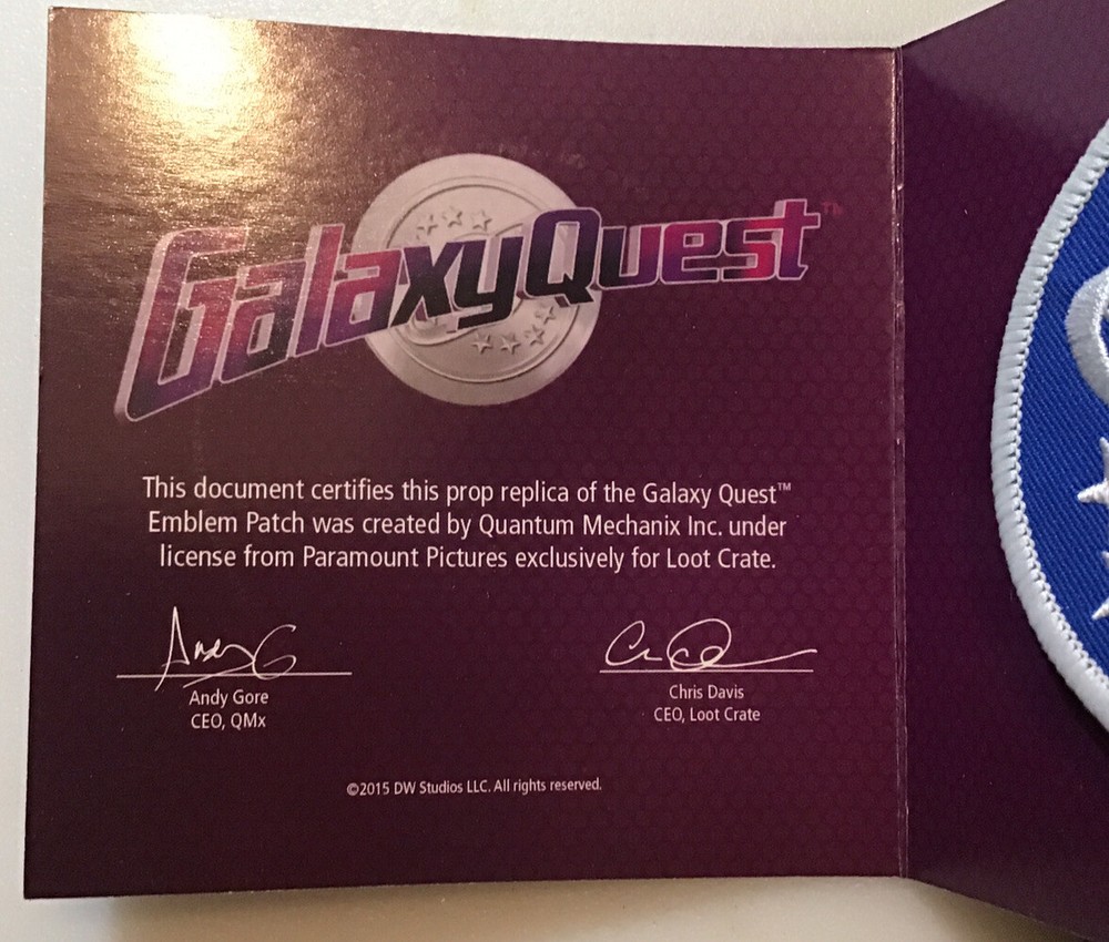 NEW LOOTCRATE EXCLUSIVE GALAXYQUEST EMBLEM PATCH in Folio