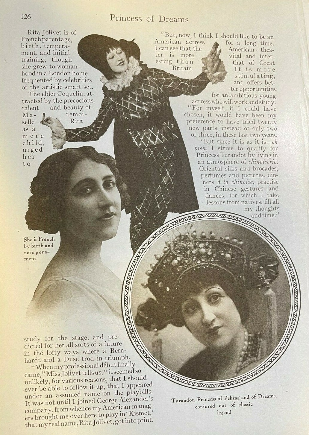 1914 Actress Rita Jolivet illustrated