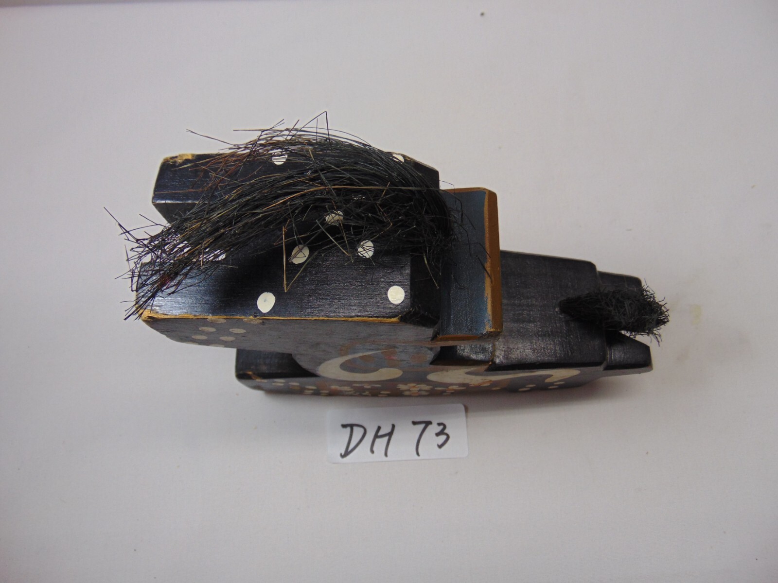 Vintage Hachinohe Yawata-Uma Black Horse Hand-painted Wooden Japanese Folk Art