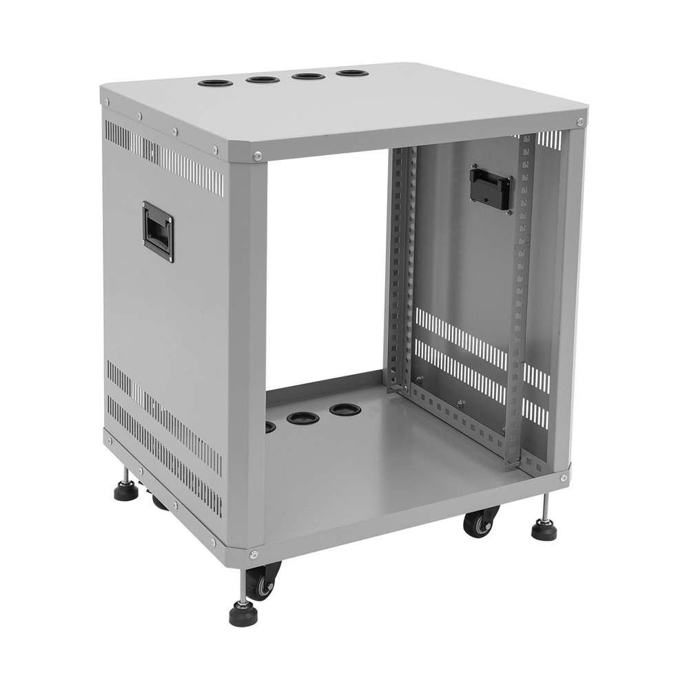Modern Rolling Server Rack Open Cabinet Network & Stereo Rack with Caster Wheels