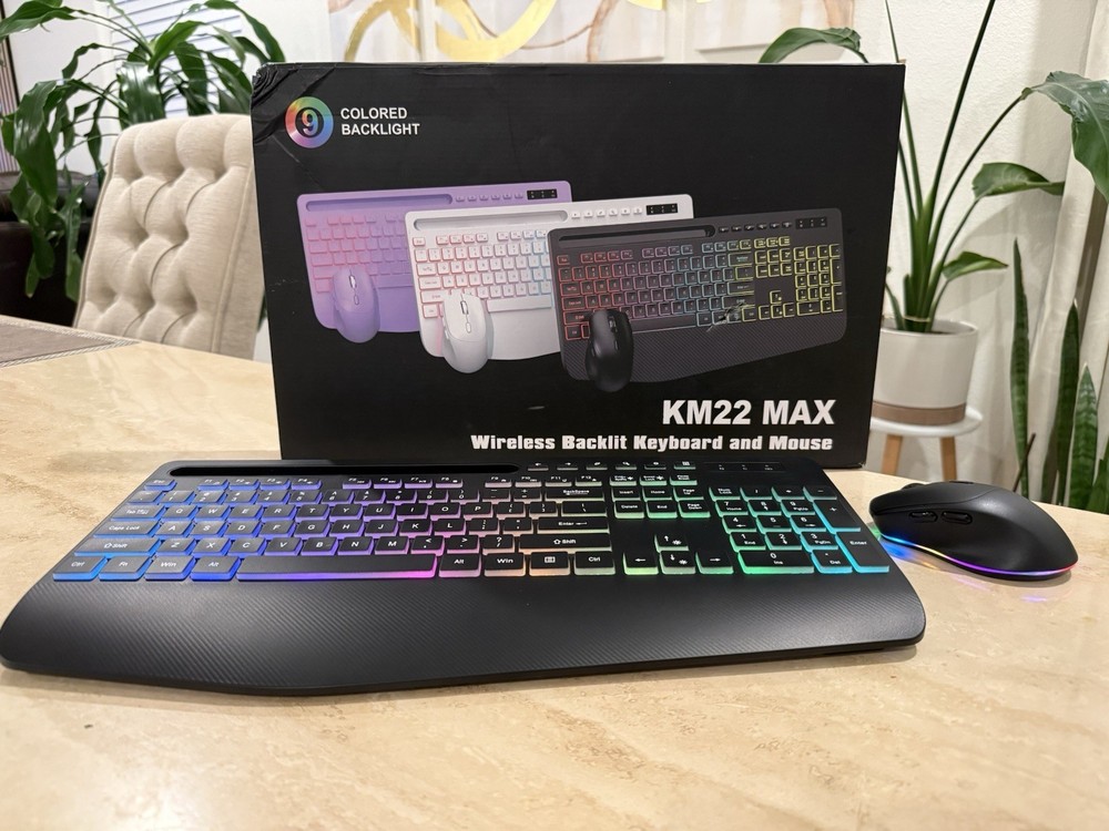 Sablute KM22 MAX Wireless Backlit Keyboard & Mouse Combo for Mac or PC - Black.