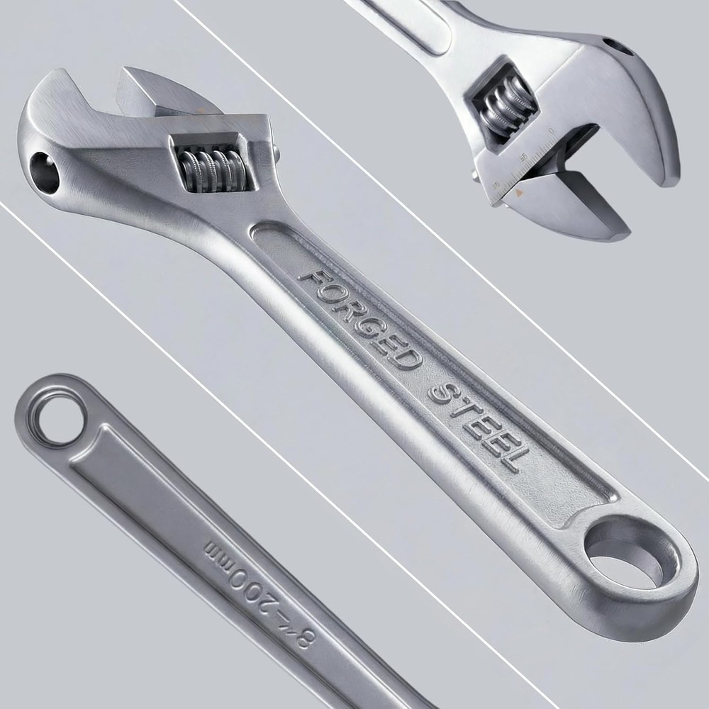 8Inch Adjustable Wrench, High Strength Titanium Steel Adjustable Spanner, Versat