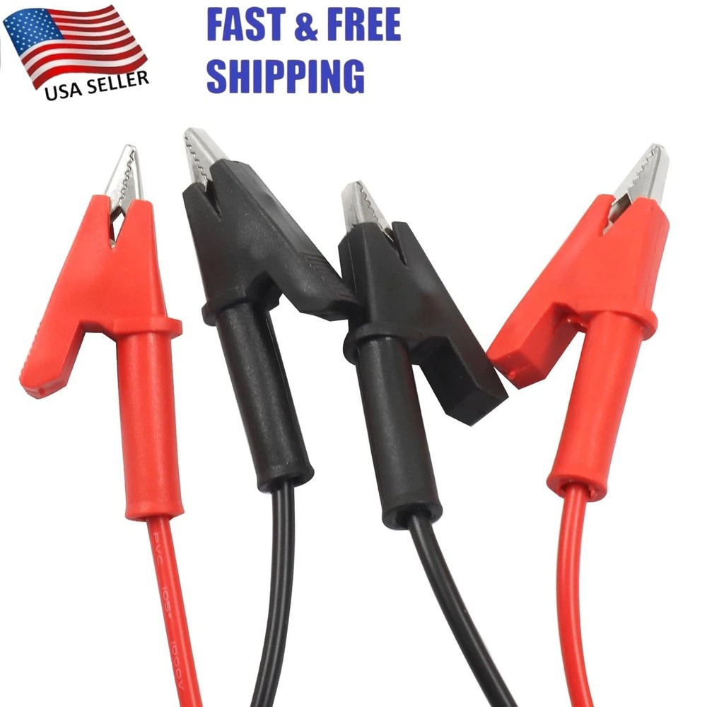 2PCS Alligator Clips Electrical Multimeter Test Leads Wire Cable 3.3Ft 1500V/15A