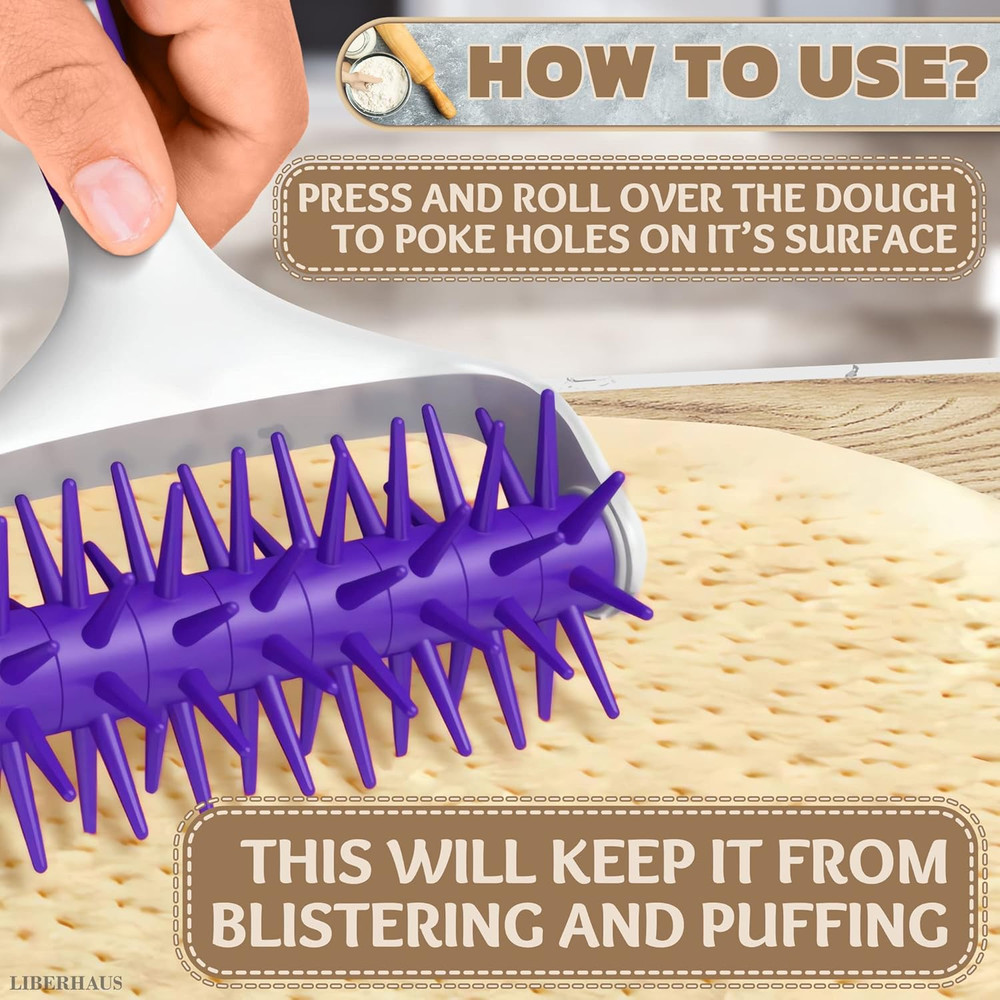 Pizza Dough Docker Roller - Pizza Roller Spikes for Pizza Crust Pastry Roller