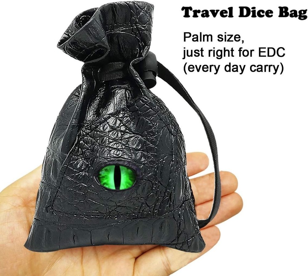 Leather Dice Bag Dragon Eye Drawstring DND Dice Storage Pouch Compatible with...