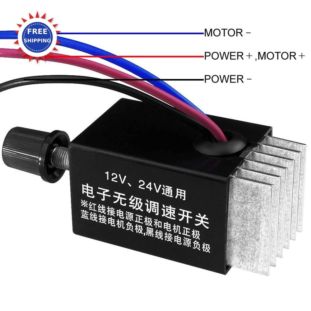 DC Motor Speed Controller 12V 24V 10A Electronic Stepless Regulator Universal