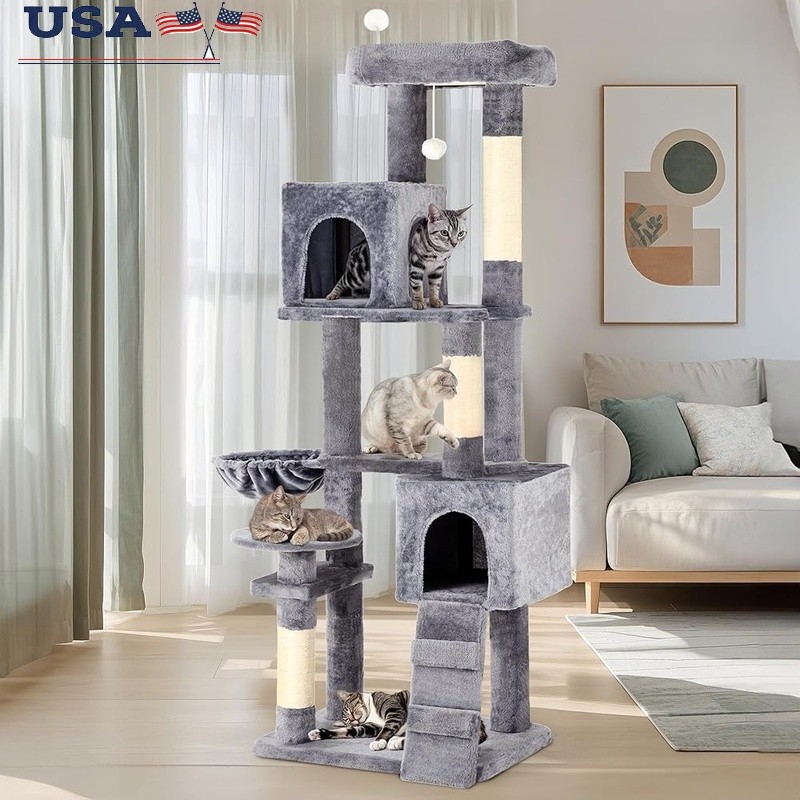 Multi Cat Tree W/ Scratching Posts Hideouts Interactive Play Station Indoor Cats