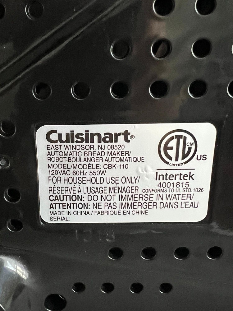 Cuisinart CBK-110 Automatic Bread Maker Compact Stainless Steel 12 Programs