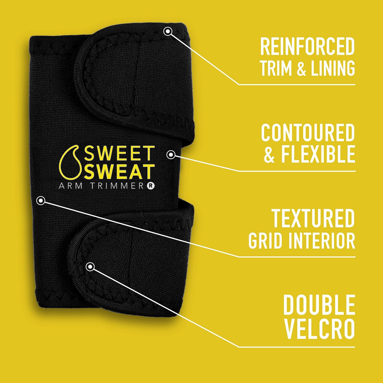 Sweet Sweat Arm Trimmer for Men & Women - Includes Mesh Carrying Bag (Yellow, M)