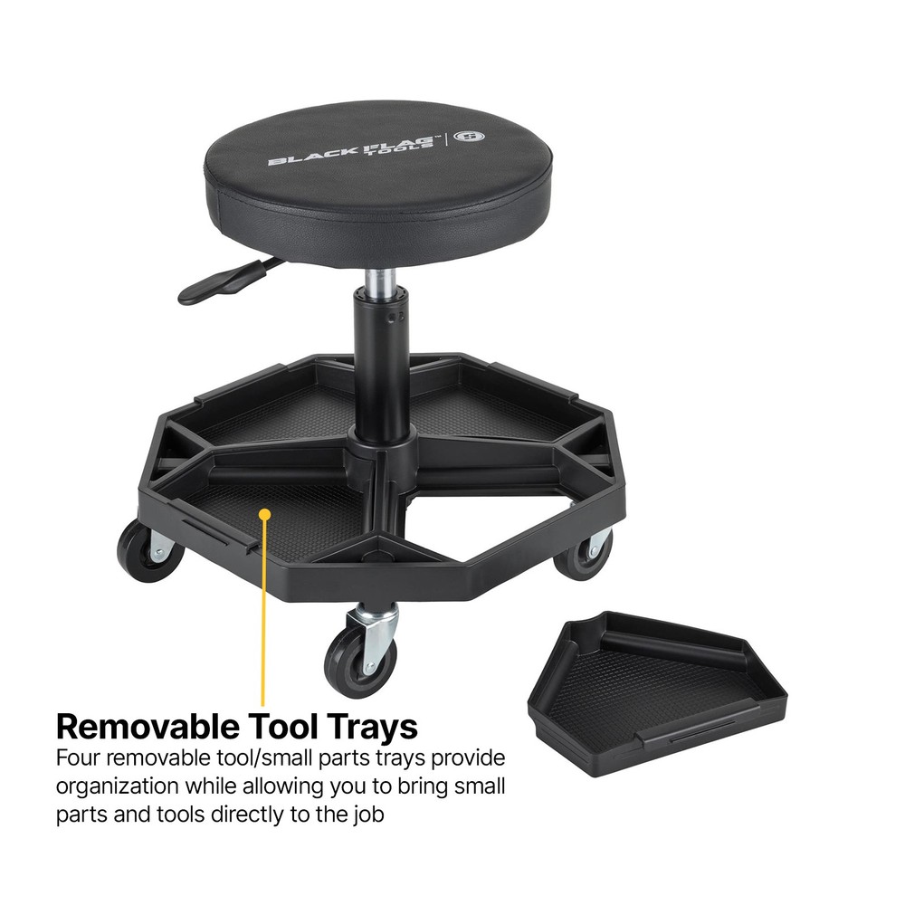 Black Flag™ Padded Rolling Mechanic Stool with Tool Tray