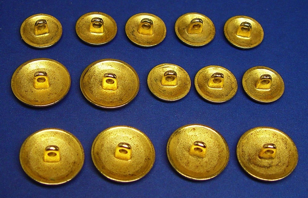BTM REPLACEMENT BUTTONS 14 Gold Tone solid metal buttons Good Used Condition