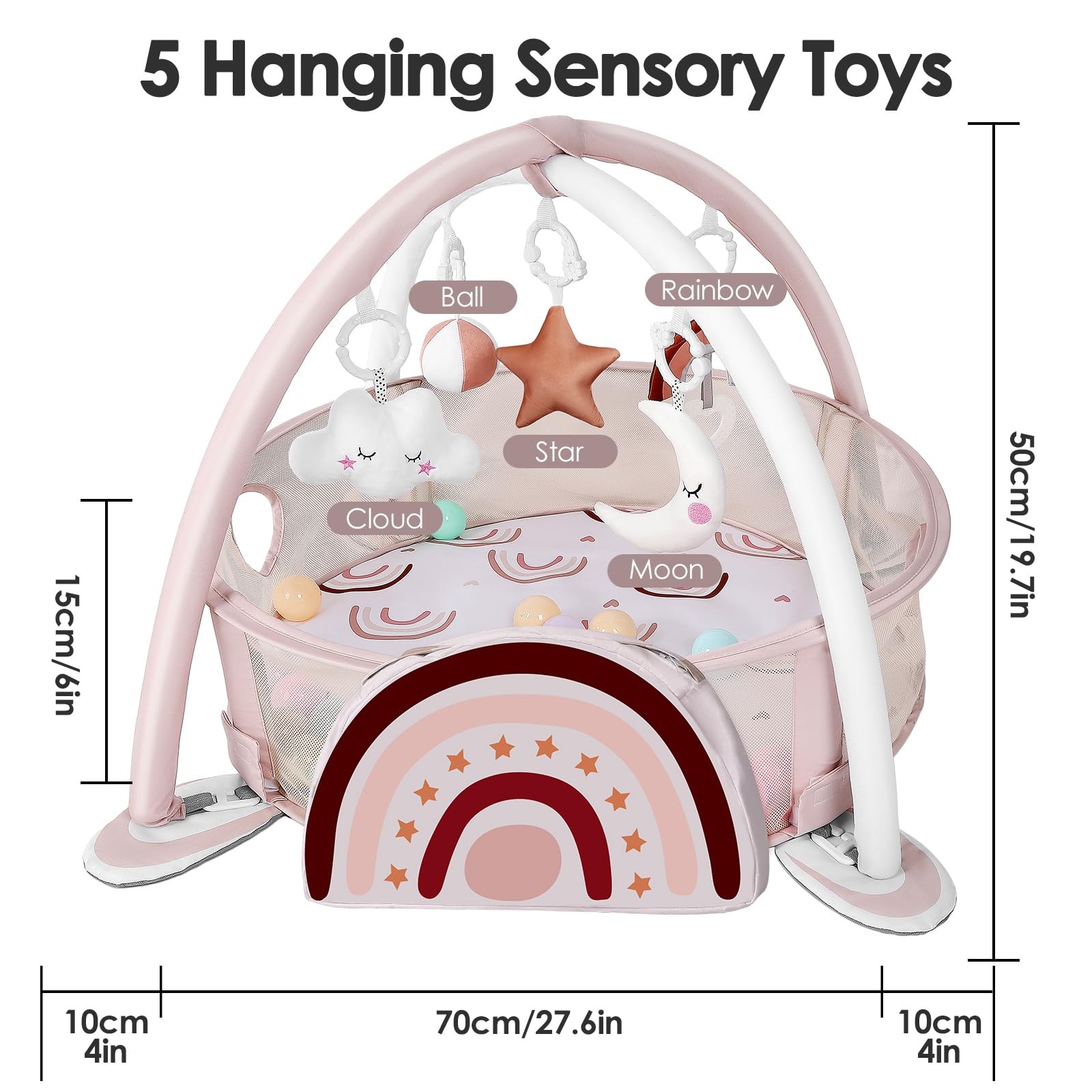 4-in-1 Baby Play Mat Baby Gym, Activity Play Mat for Floor Exercise Gym Ball ...