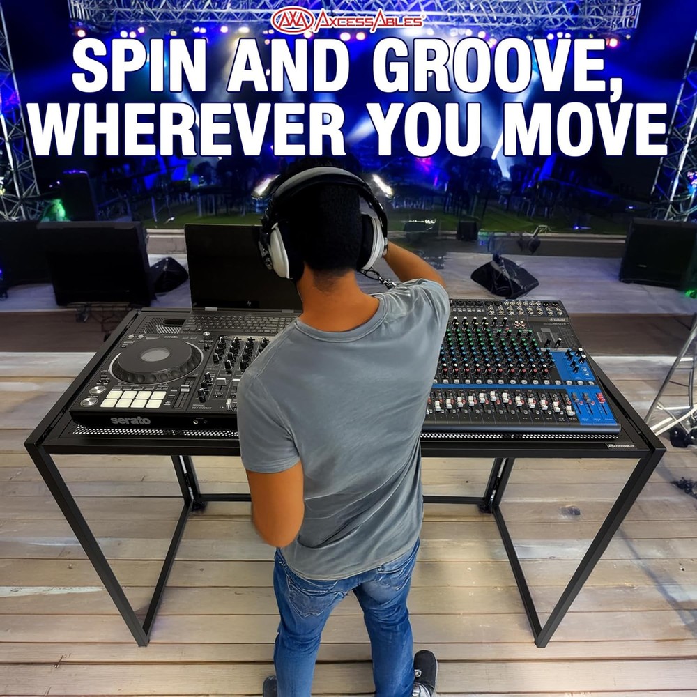 Portable DJ Table Mobile Mixing Console Workstation Event Desk