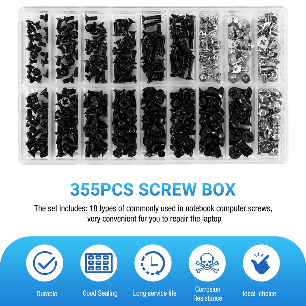 355Pcs PC Screws Assorted Set M2 M3 M2.5 Computer Screws HDD M.2 SSD Screws3053