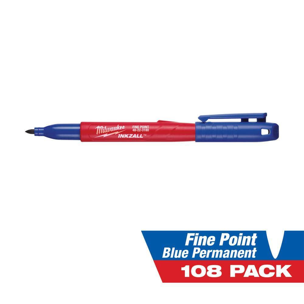 Jobsite Permanent Marker Blue 108-Pack Fine-Point W/ Hard Hat Clip Construction