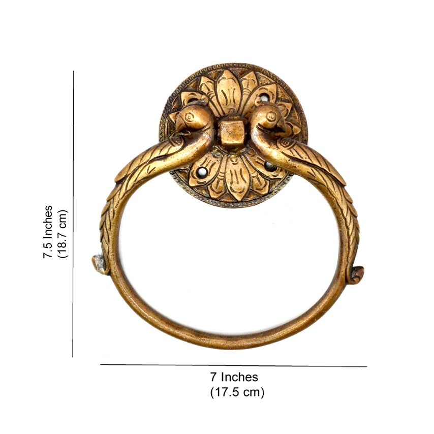 Twin Peacock Design Brass Towel Hanger, Brass Towel Holder