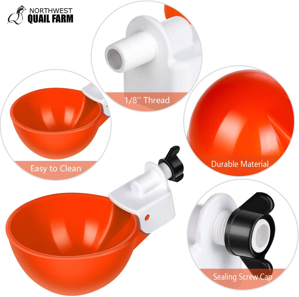4PCS Automatic Water Cups Poultry Drinker Waterer Chicken Duck Quail Drinking US