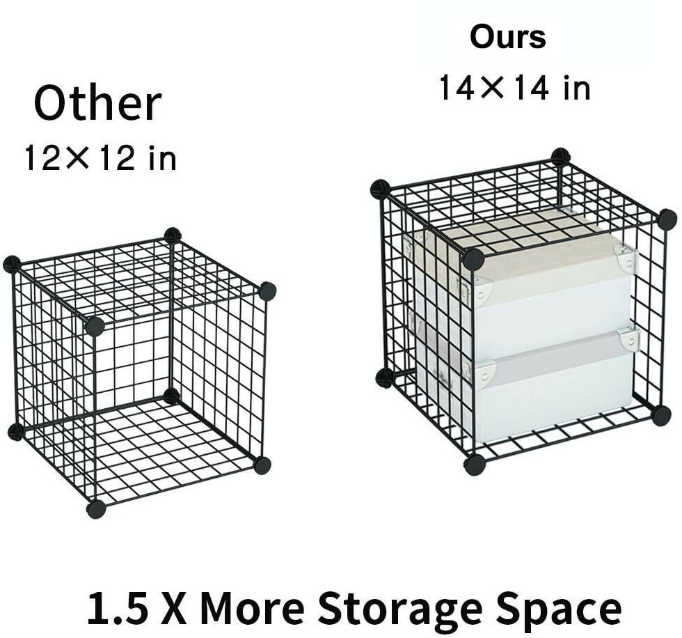 14"x14"Metal Wire Cube Grid Storage Organizer,Modular Shelf Unit Stackable Rack