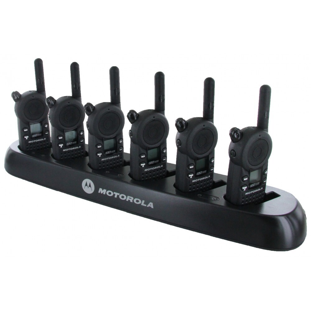 Motorola CLS1410 UHF Radios Walkie Talkies with 6 Multi Charger
