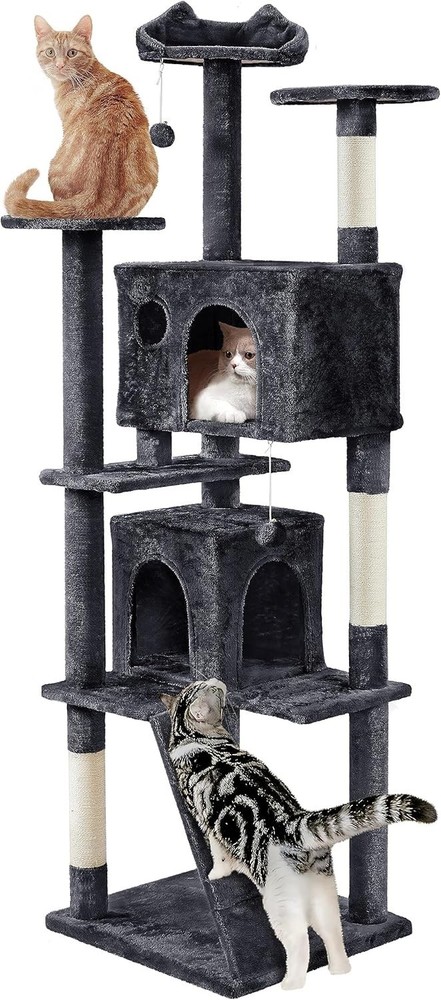 Larget Cat Tree, 80in Multi-Level Cat Tower with Cat Scratching Posts, Double...