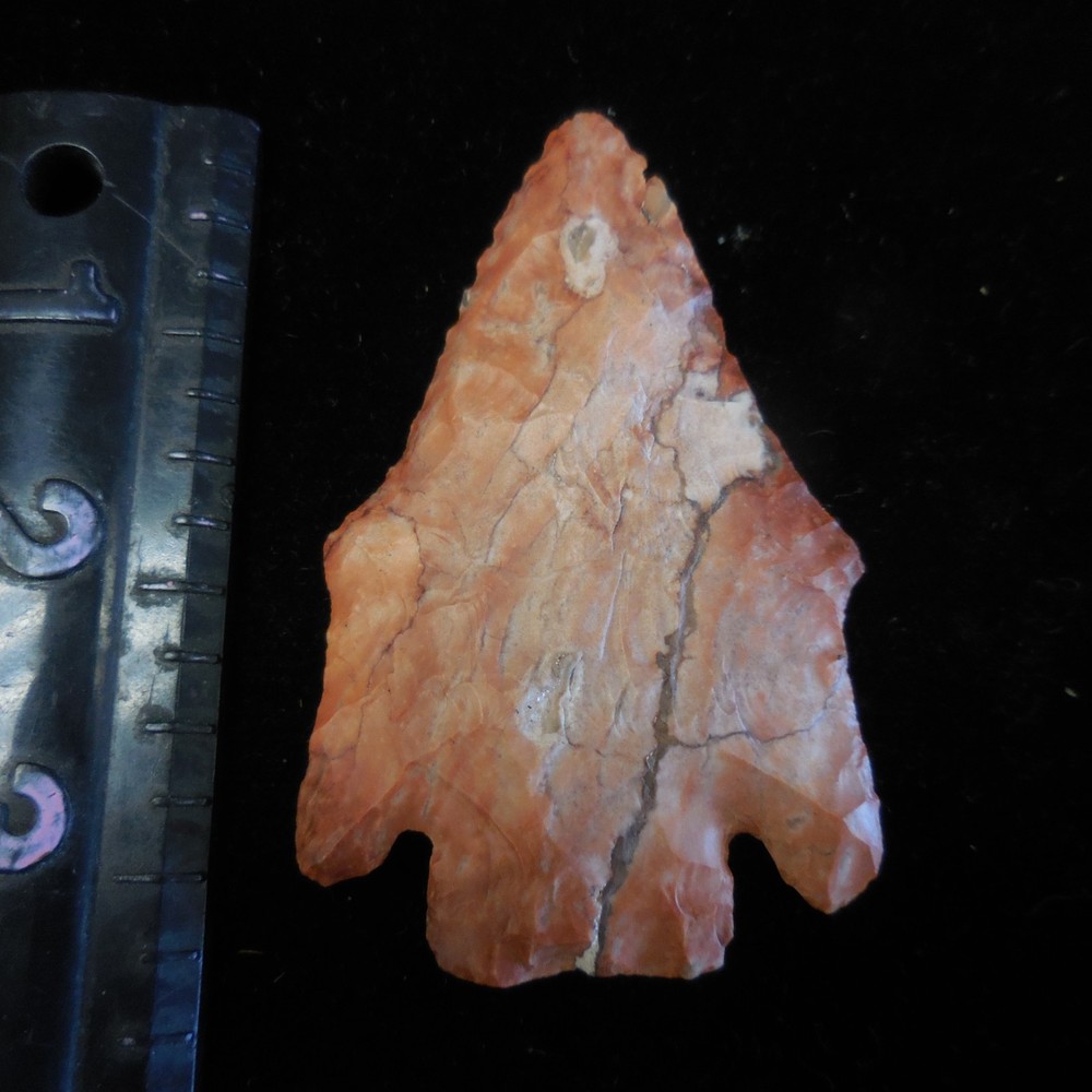 LARGE RED AFTON POINT--CLASSIC FORM AND FLAKING #JE