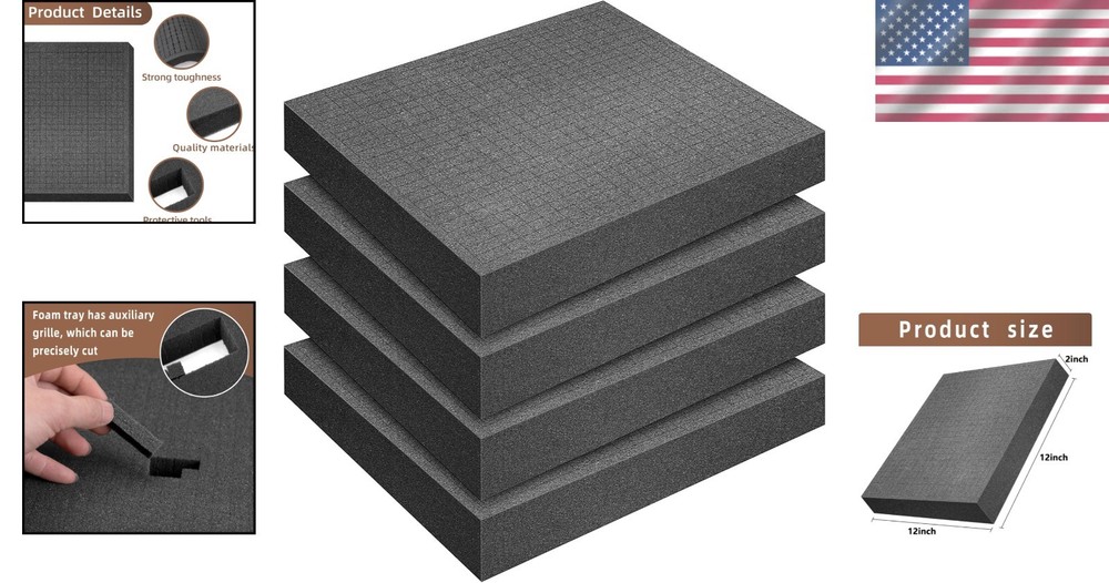Customizable 12 x 12 x 2” Black Foam Inserts - Perfect for Games & Tools