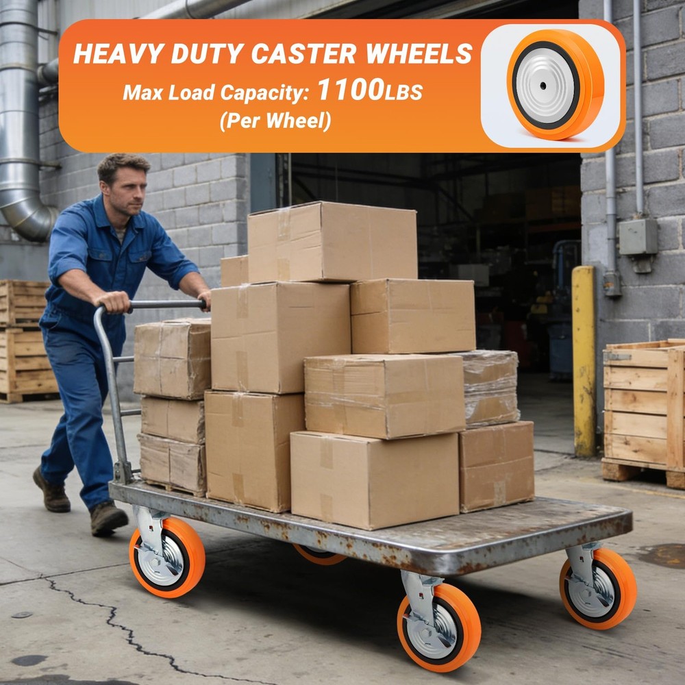 8'' x 2'' Inch Replacement Wheels, 1/2'' Bore Polyurethane on Polyolefin Core...