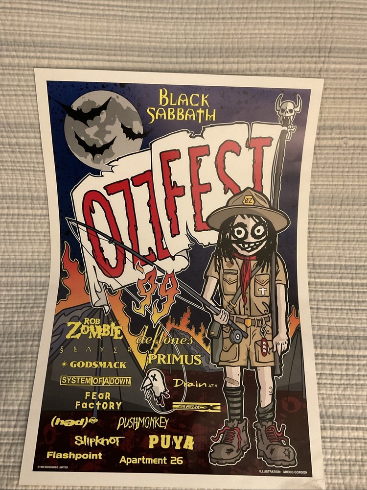 OZZY**OZZFEST 1999 POSTER**RARE BLACK SABBATH SLAYER ROB ZOMBIE