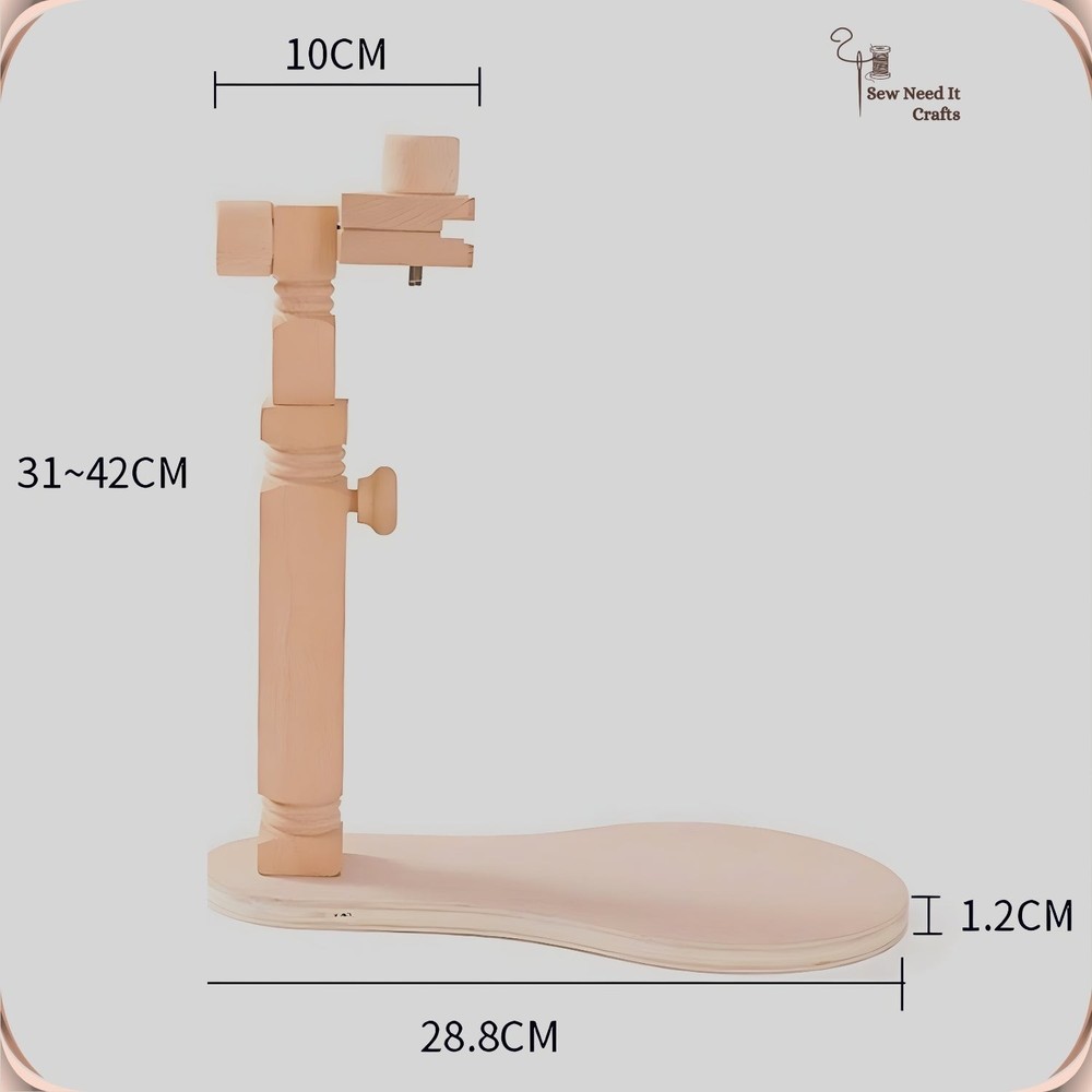Multi-Angle Embroidery Hoop Holder, Adjustable Height, Beechwood