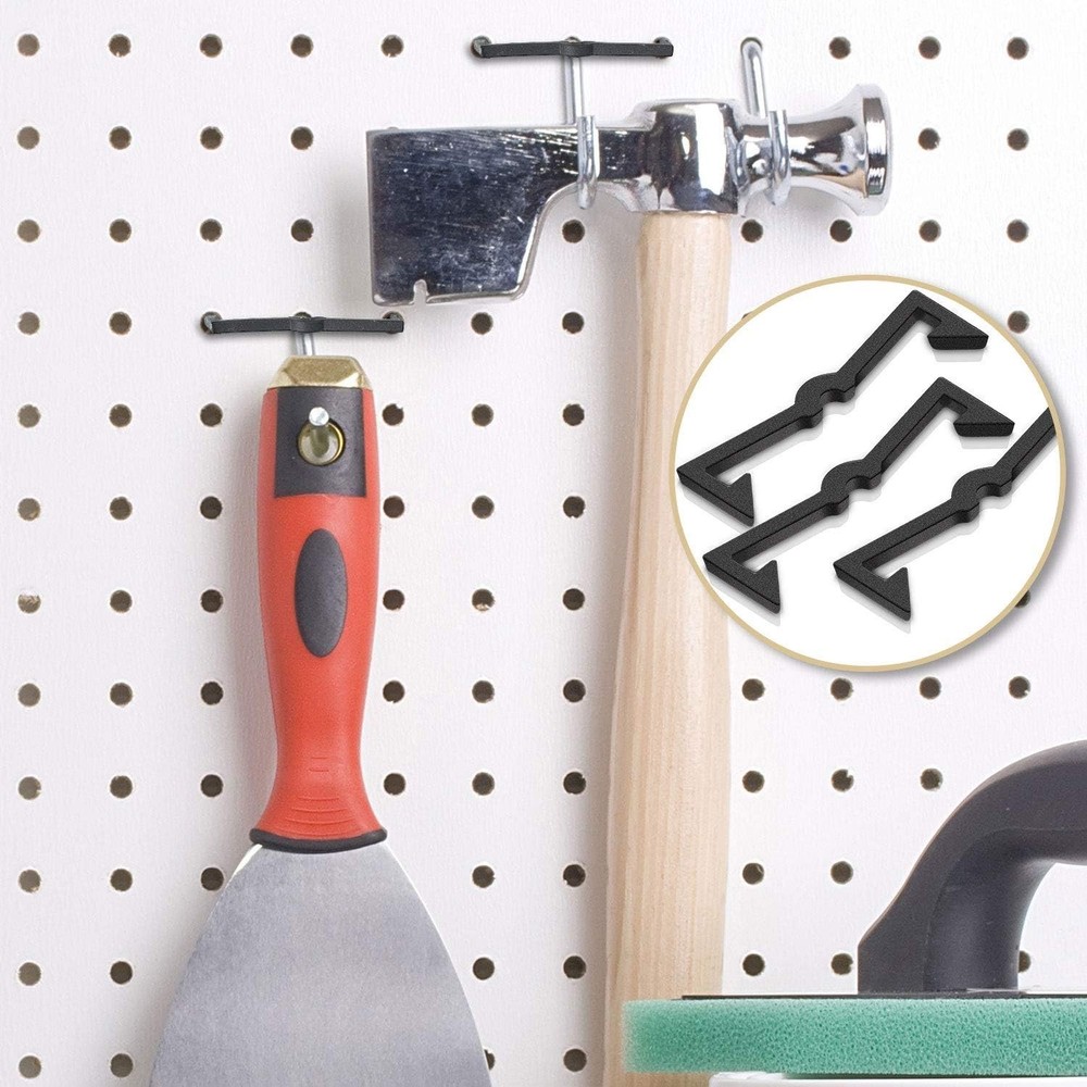 Lightweight Pegboard Clip Locks - 50 Black Plastic Retainers for DIY Projects
