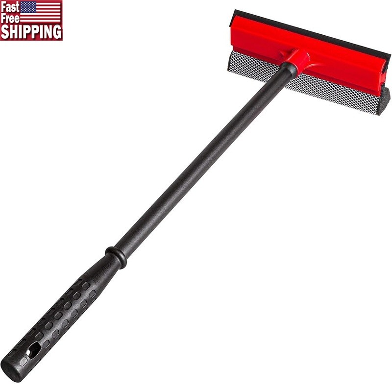 Car Window Squeegee W/ Scrubber Lightweight Multi-Functional Cleaning Tool New
