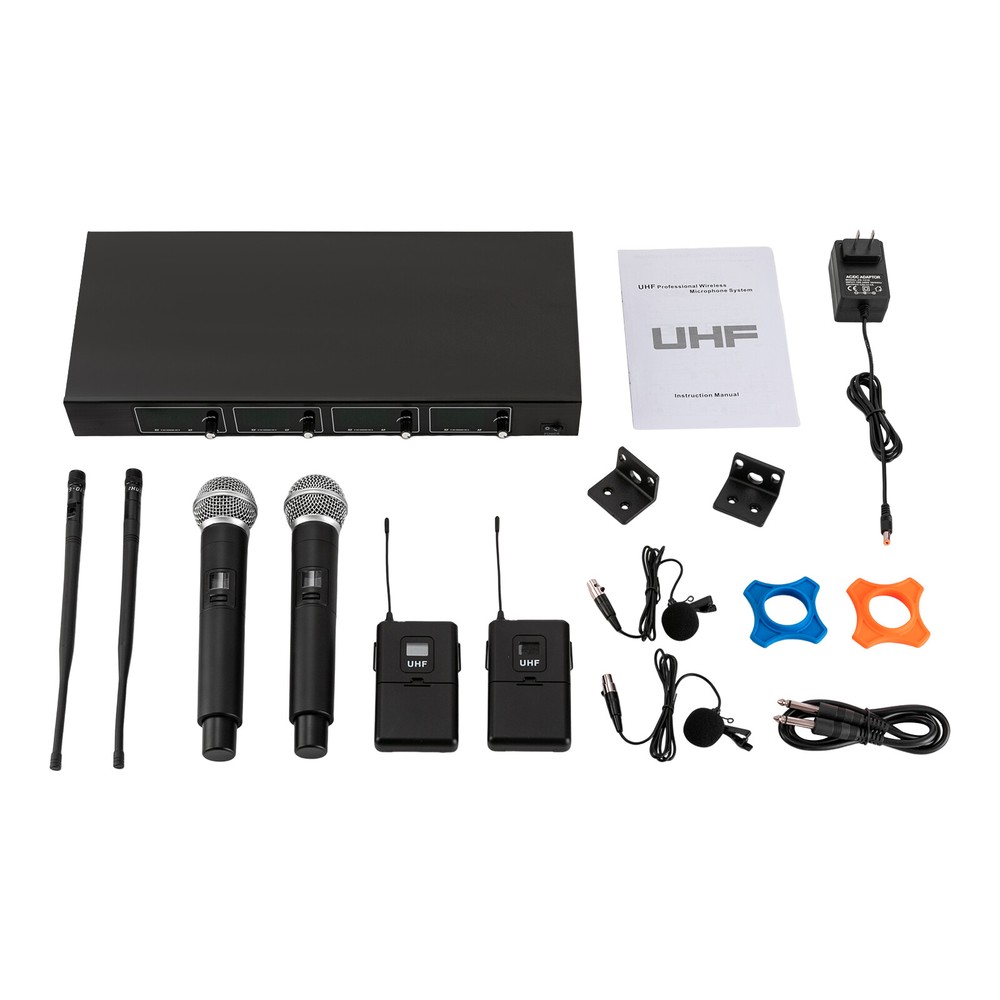 6-8 H Rectangular Cordless Wireless Microphone System 4 Channels for Conference