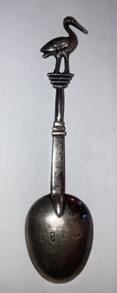 Antique Continental 13 Stork Figural silver Spoon