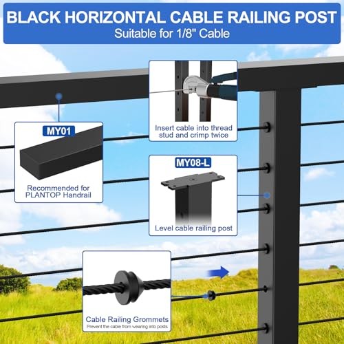 -12ft Complete Set 36" Cable Railing Post Kits, Stainless Level Post Kits 4