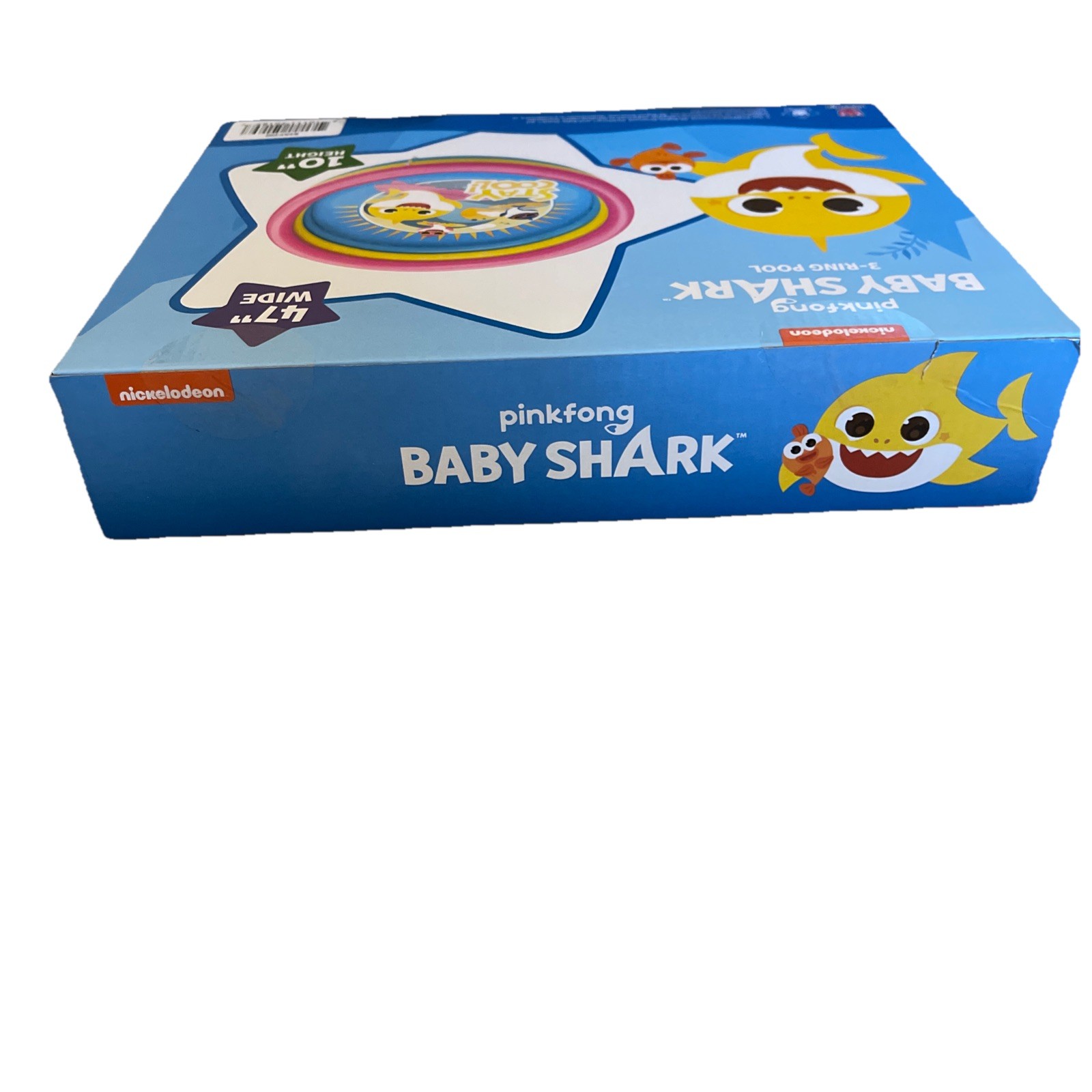Baby Shark 3-Ring Inflatable Swimming Pool 47" Wide & 10" Height for Summer Play