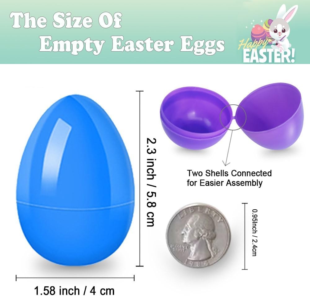 48 PCS Fillable Easter Eggs, Colorful Easter Eggs Empty, Bulk 2.3" Plastic Brigh