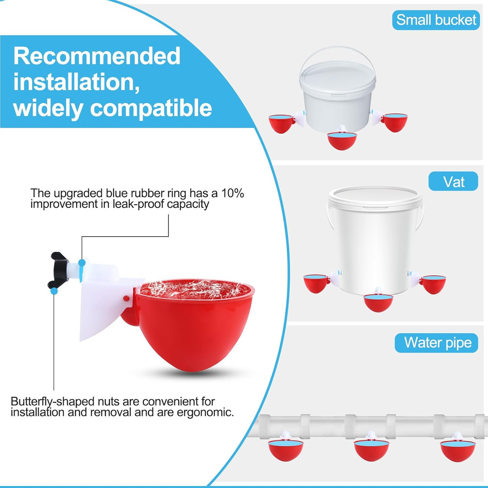10PCS Chicken Waterer Cups, 3Rd Generation DIY Large Automatic Chicken Water Fee