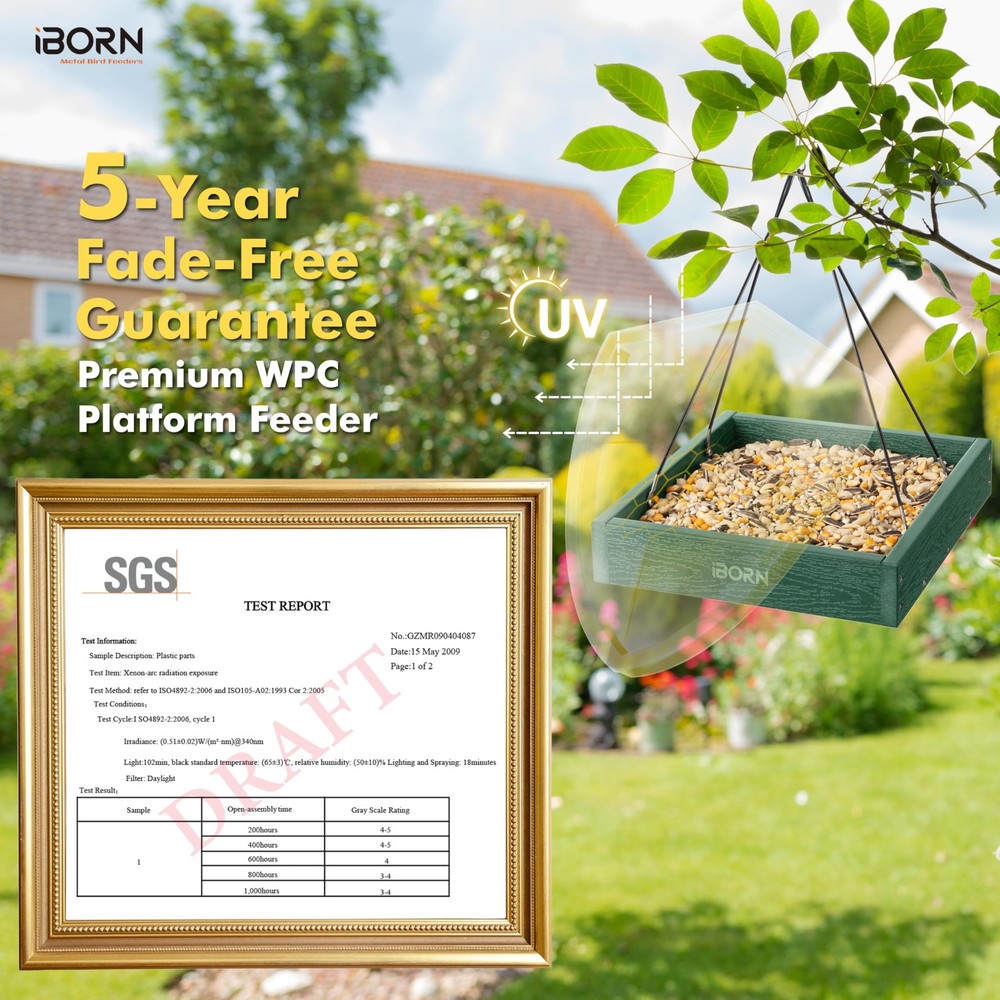 iBorn Platform Bird Feeder Tray Feeders for Green,Replaceable Mesh