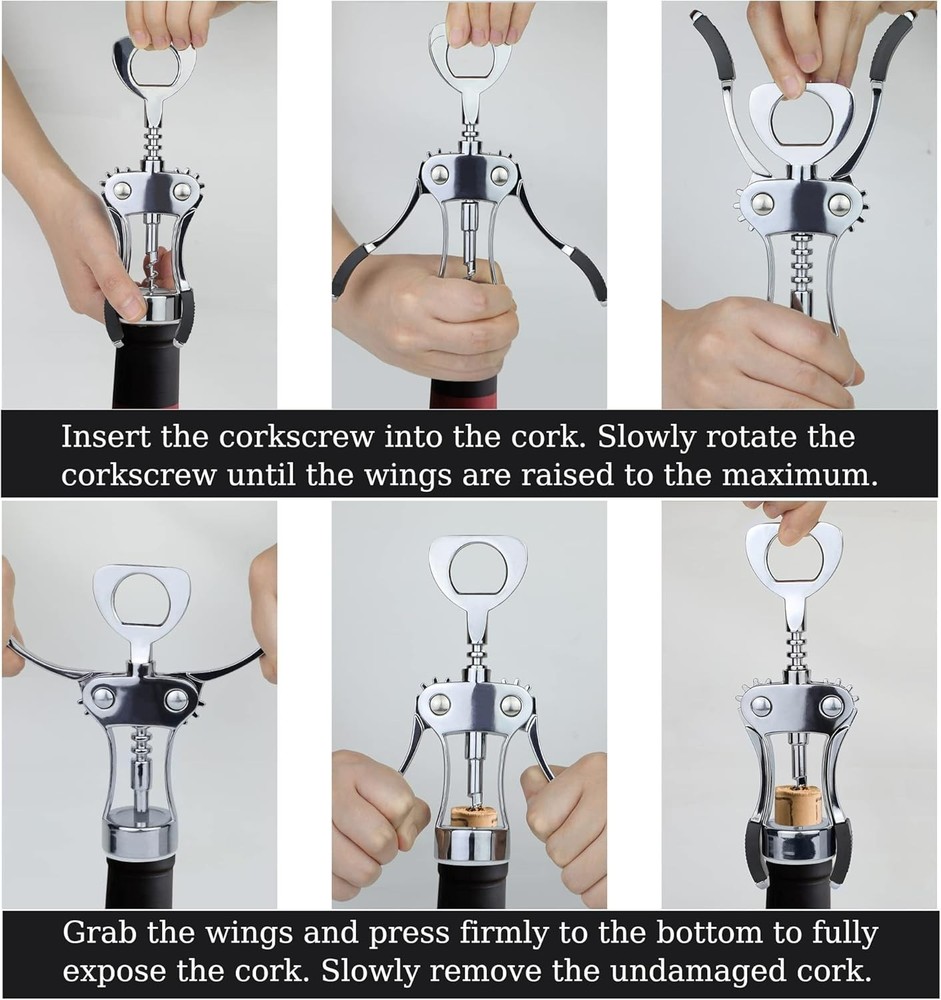 Timeless Wing Corkscrew and Bottle Opener, Ergonomically Designed for Comfort