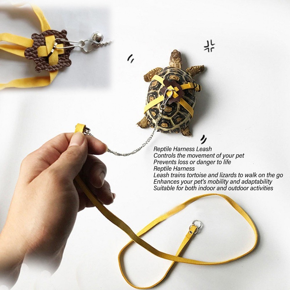 Tortoise Harness Strap Safety Control Soft PU Leather Adjustable Lizard Leash