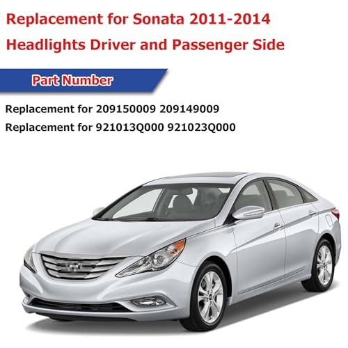 Driver Side and Passenger Side Headlights Assembly Halogen Replacement for