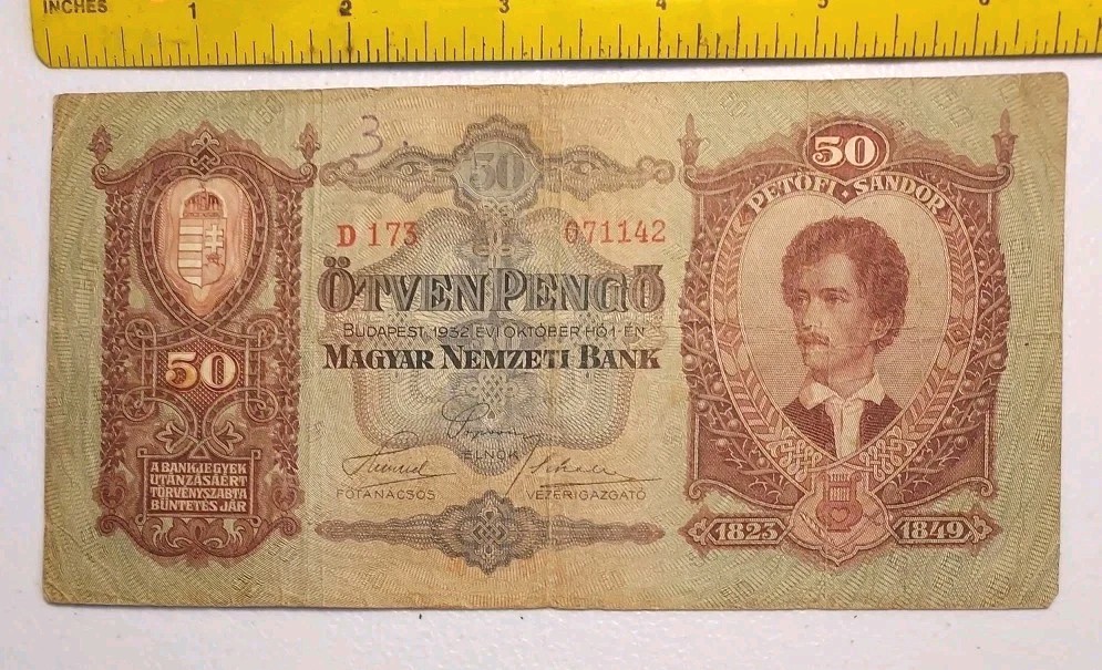 Old Hungarian 50 Pengo Note 1932