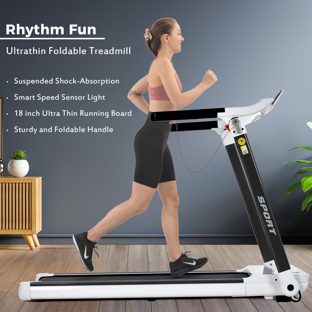 Folding Compact Treadmill 3.5HP Running Machine Adjustable Speed for Home Gym