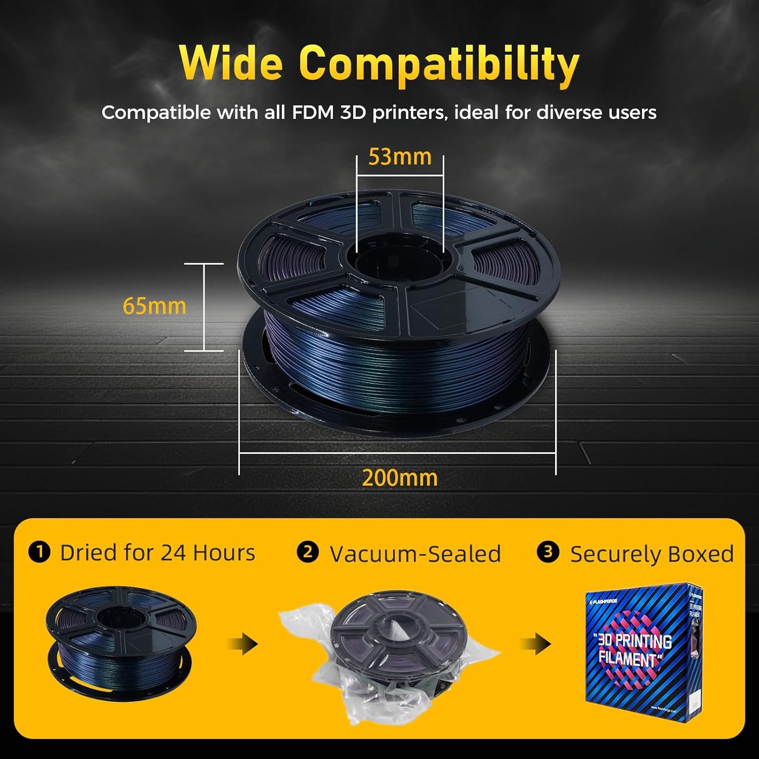 FLASHFORGE Rapid PETG Filament 1.75mm 3D Printer Filament 1KG Spool Max 600mm/s