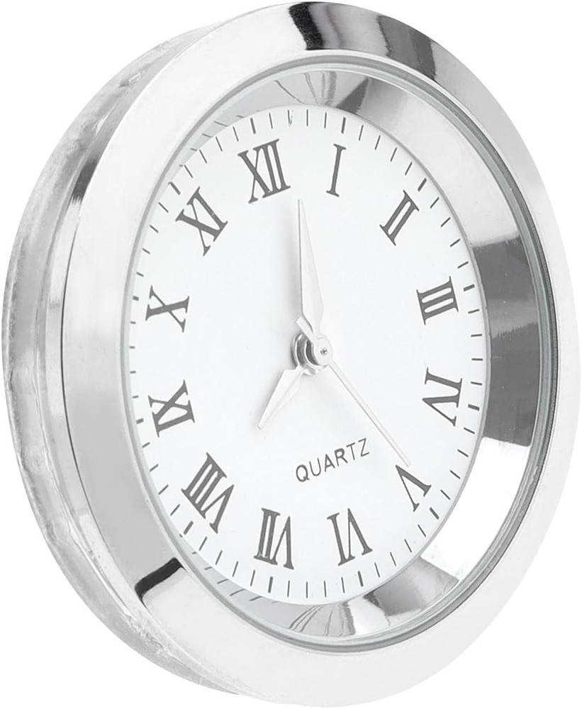1-1/2 Inch (37 mm) Round mini Quartz Clock Insert Replacement Small, Silver