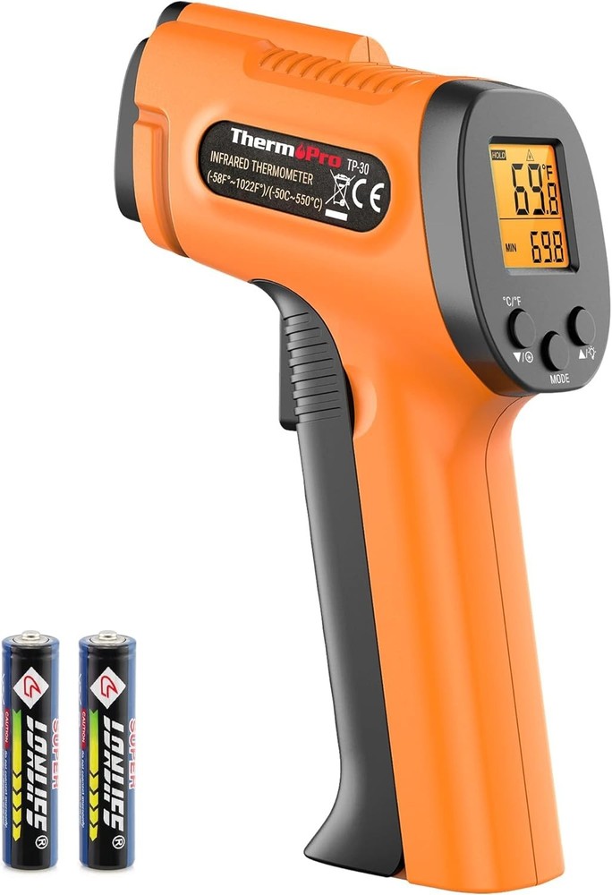 Versatile TP30 Laser Temperature Gun - Adjustable Emissivity - Instant Readings