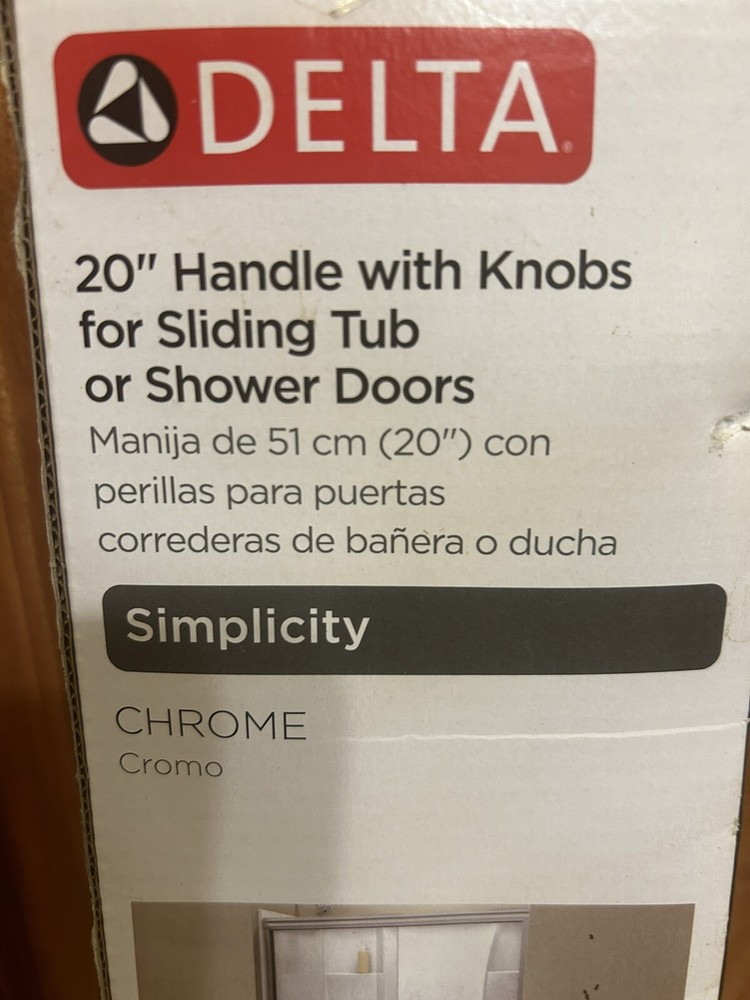 20” Delta Simplicity Handle with Knobs for Sliding Shower or Bathtub Door Chrome