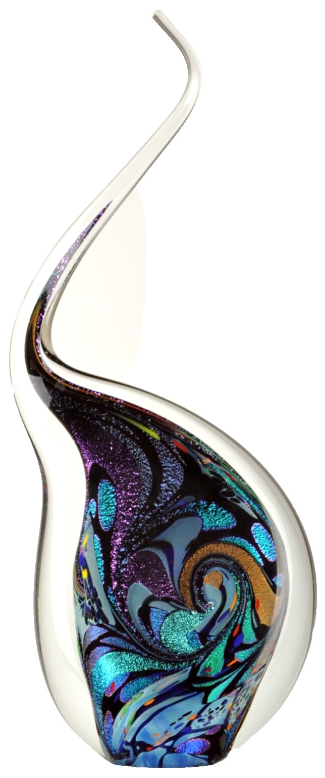 MERIDIAN STREET Art Glass Flame Reactive Blue Sculpture by John McDonald New