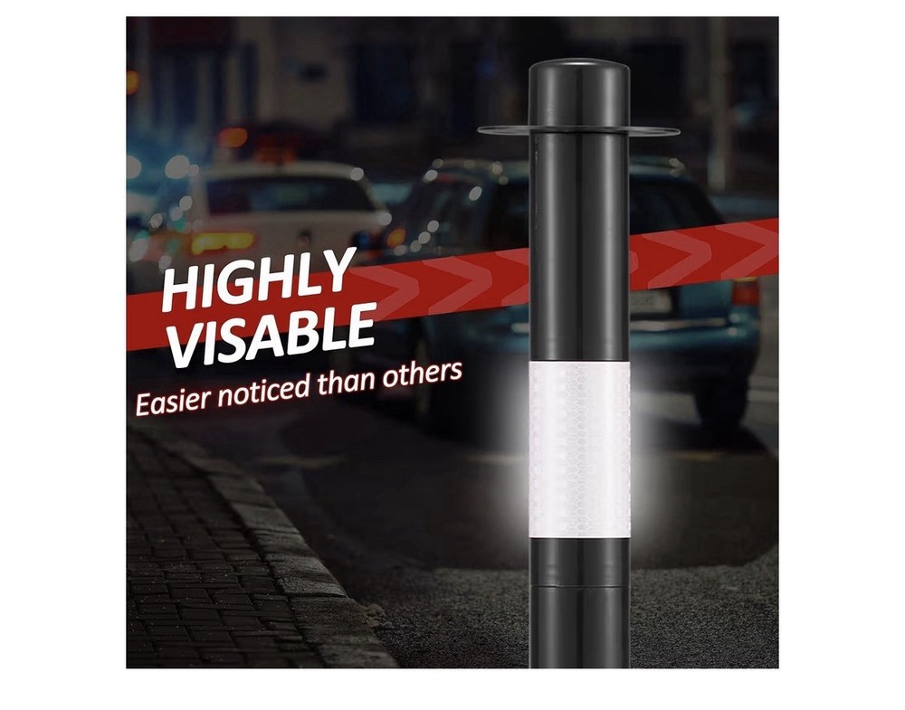 4 Pack- 34” Traffic Delineator Post Cones, Fillable Base & 5ft Plastic Chains